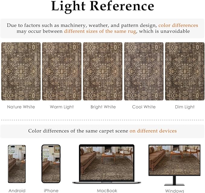 5x7 Washable Area Rug for Living Room Bedroom Vintage Brown Soft Low Pile Carpet Traditional Retro Non Slip Throw Rug for Dining Room Entryway Indoor Dorm Kitchen