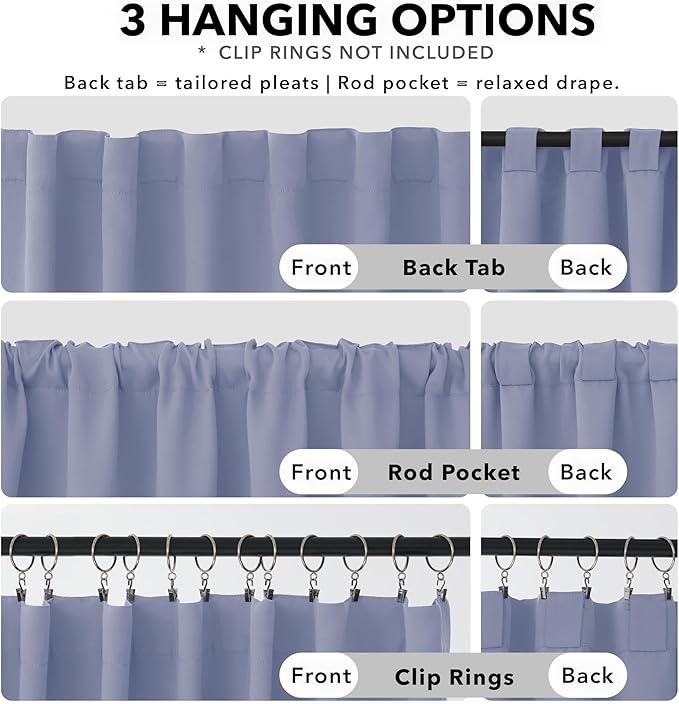 Deconovo Back Tab and Rod Pocket Blackout Curtains for Living Room Thermal Insulated Light Blocking Curtains 42Wx84L Inch Light Purple 2 Panels