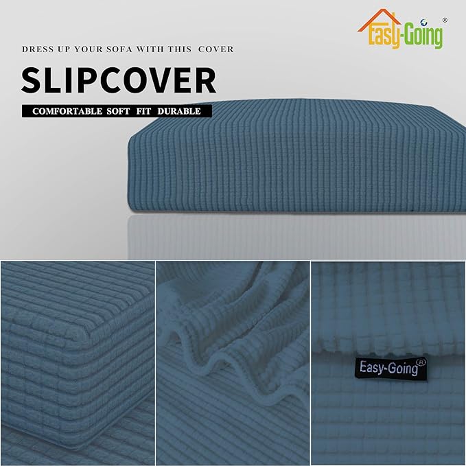 Easy-Going Stretch Cushion Cover Sofa Cushion Furniture Protector Sofa Seat Sofa Slipcover Sofa Cover Soft Flexibility with Elastic Bottom(Sofa Cushion, Bluestone)