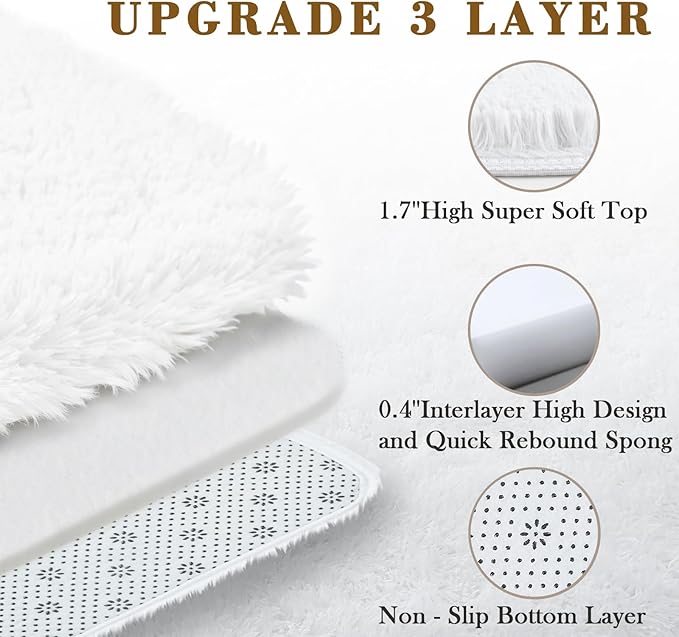 Rugs for Living Room 5x8, Alfombras para Salas Fluffy Shag Large Fuzzy Plush Soft Area Rug, Shaggy Carpets for Bedroom, Kids Boys Girls Home Decor Aesthetic(5 x 8, White)