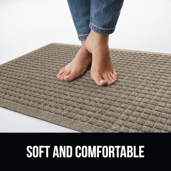 GORILLA GRIP® Ultra Absorbent Front Door Mat Outside Entrance, 35x23, Traps Dirt and Moisture, HydroABSORB Indoor Outdoor Doormat Holds Up to 5.7 Cups Water, Stain and Fade Resistant Welcome Mat Beige