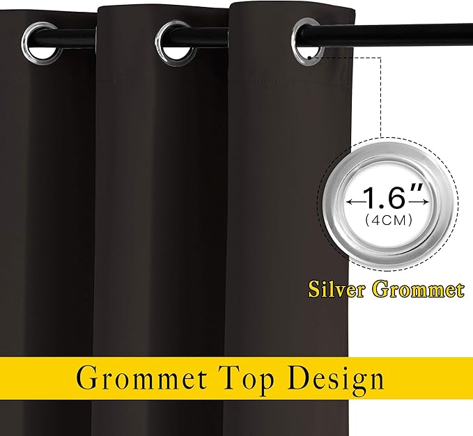 NICETOWN Blackout Curtain Panels 72 inches Length - Light Reducing Thermal Insulated Solid Grommet Room Darkening for Bedroom/Night Shift (Set of 2, 46 inches Wide, Toffee Brown)