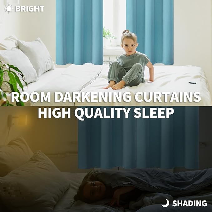 BGment Blackout Curtains - Grommet Thermal Insulated Room Darkening Bedroom and Living Room Curtains, Set of 2 Panels (38 x 84 Inch, Aqua)