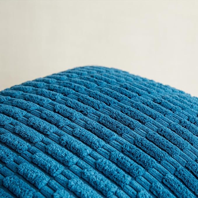 Fancy Homi 4 Packs Teal Decorative Throw Pillow Covers 20x20 Inch for Living Room Couch Bed Sofa, Rustic Farmhouse Boho Home Decor, Soft Striped Corduroy Square Cushion Case 50x50 cm