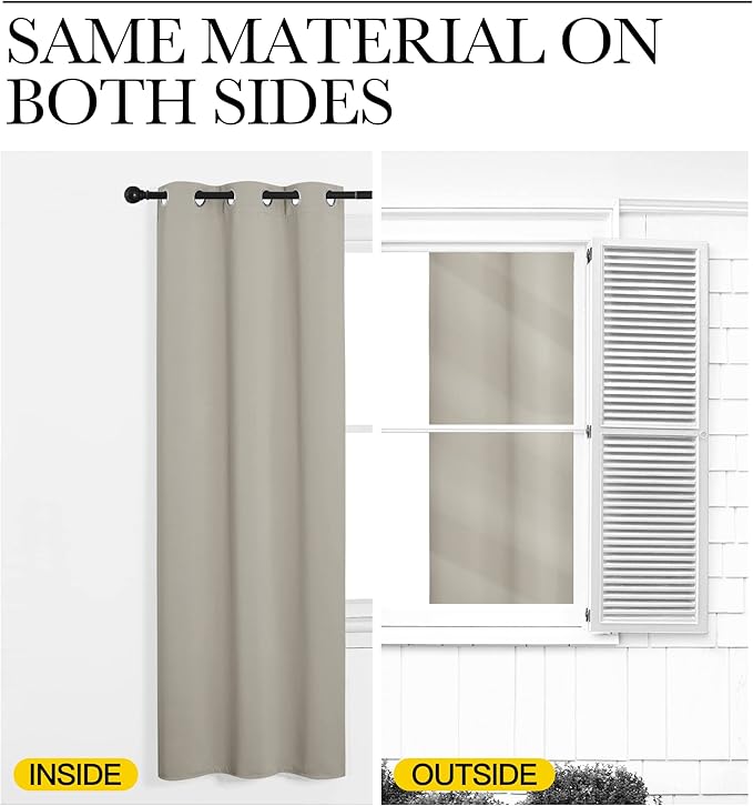 NICETOWN Natural Room Darkening Curtains 120" Long for Boho Farmhouse Home Decoration, 55" Wide, Set of 2, Window Treatment Total Privacy Drape Panels for Bedroom Living Room