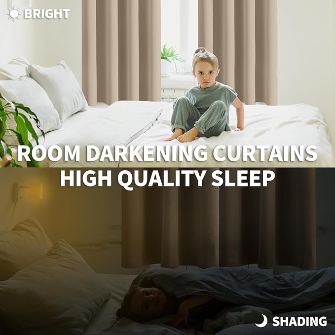 BGment Blackout Curtains - Grommet Thermal Insulated Room Darkening Bedroom and Living Room Curtains, Set of 2 Panels (42 x 63 Inch, Sand)