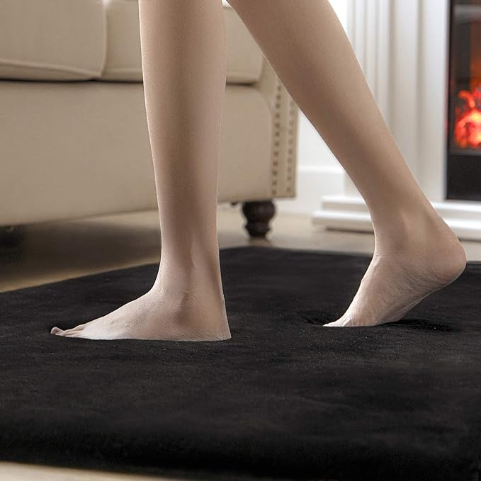 Ashler Faux Fur Rug, Ultra Soft Faux Rabbit Fur, Black Area Rugs, 5 x 7 Feet Rectangle, Machine Washable Nursery Decor Throw Rugs for Bedroom, Kids Room, Living Room