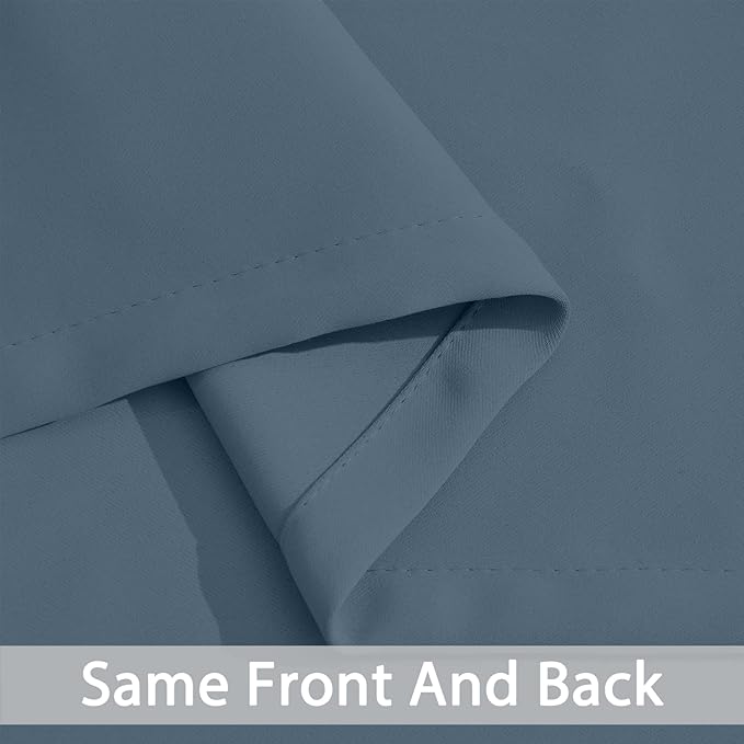 Yakamok Blackout Curtains Room Darkening Thermal Insulated Window Panels,Solid Grommet Top Drapes for Bedroom/Living Room(38x45 Inch, Stone Blue, 2 Panels)
