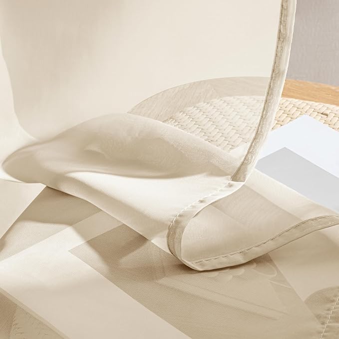 MIULEE Butter Cream Sheer Curtains 108 Inches Long, 4 Panels Set, Rod Pocket Voile Drapes Light Filtering and Semi Transparent, Elegant Window Treatments for Bedroom Living Room,42 x 108 Inches
