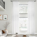 Nanspring White Linen Curtains for Living Room Extra Long Back Tab Curtains 2 Panels Set 204 Inches Long Farmhouse Light Filtering Semi Sheer Linen Drapes Ceiling to Floor for Large Window 52x204
