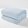 Exclusivo Mezcla Fleece Bed Blanket Queen Size, Super Soft and Warm Blankets for Couch, Sofa and Bed Waffle Textured, Cozy, Fuzzy and Lightweight (Heather Slate Blue, 90x90 Inches)