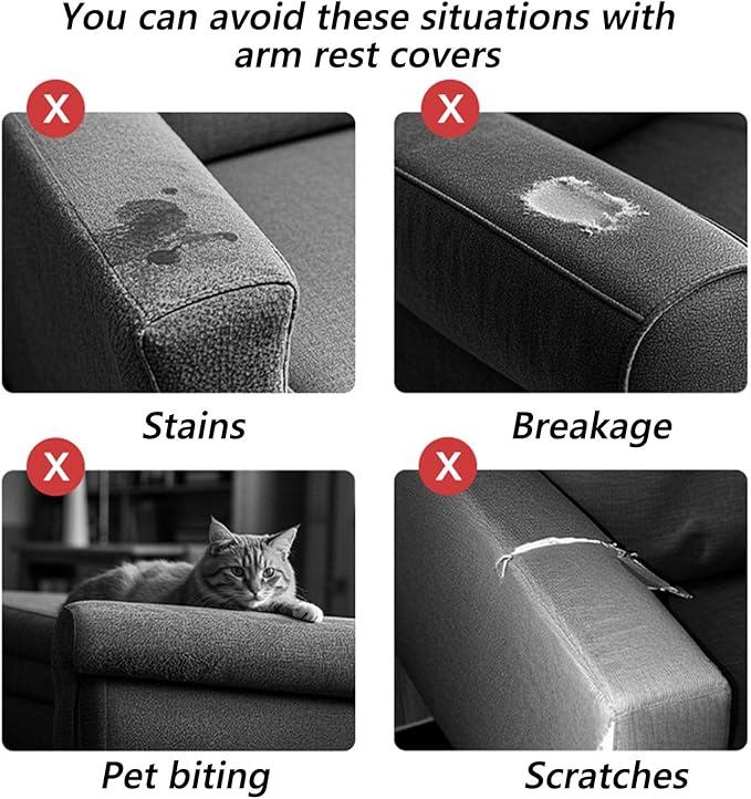 Soothing Home Sofa Covers, Sofa Hero Covers, Wear-Resistant Universal Couch Covers Washable Stretch Sectional Couch Cushion Covers (Light Grey,Arm Rest Covers 2pcs)