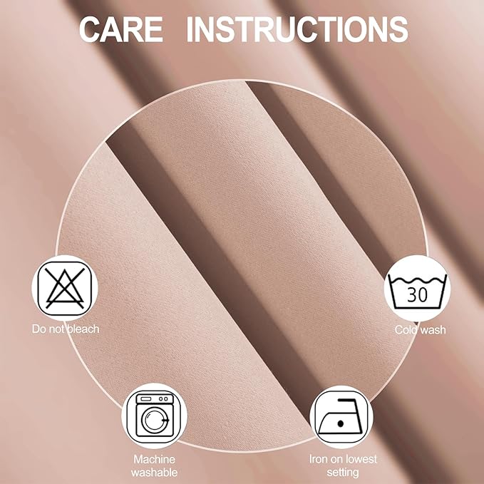 LEMOMO Blackout Curtains 66 x 84 inch/Blush Curtains Set of 2 Panels/Thermal Insulated Room Darkening Bedroom Curtains