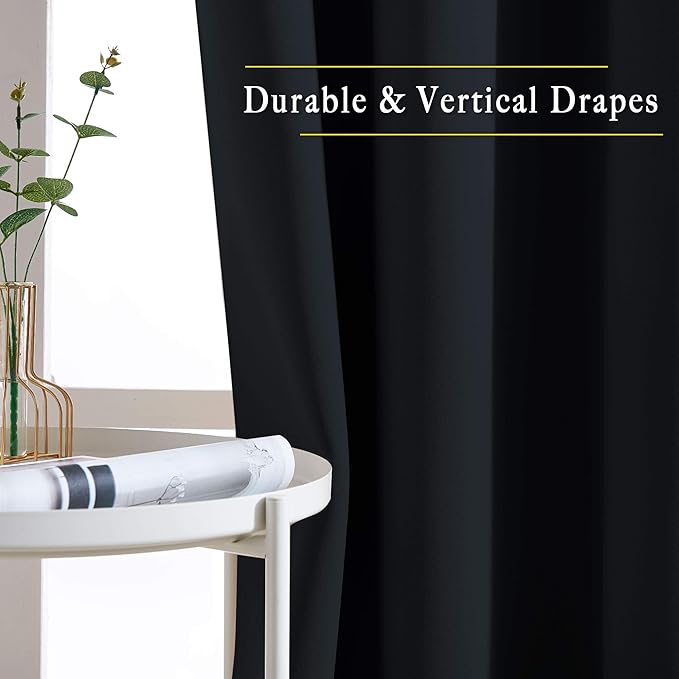 NICETOWN Black Out Kitchen Window Curtains Over Sink, Grommet Blackout Window Treatments Thermal Drapes for Cafe/Basement, 2 Panels, W52 x L36