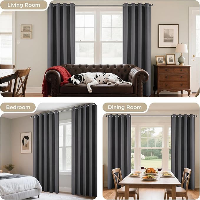 Joydeco Blackout Curtains 84 Inch Length 2 Panels Set, Thermal Insulated Long Drapes 2 Burg, Room Darkening Grommet Drapes for Living Room Bedroom Window