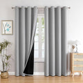 ChrisDowa 100% Blackout Curtains 90 inch Long for Bedroom with Black Liner, 2 Thick Layers Total Blackout Thermal Insulated Grommet Long Window Curtains 2 Panels Set (Light Grey, 52 x 90 Inch)