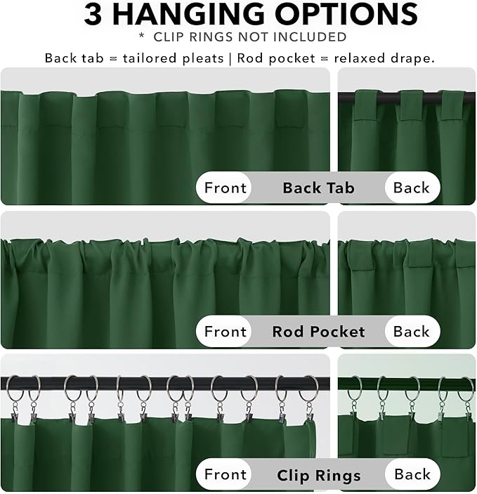 Deconovo Blackout Curtains, Thermal Insulated, W52 x L95 2 Panels, Back Tab, Machine Washable, Room-Darkening Drapes for Bedroom/Living Room Dark Forest