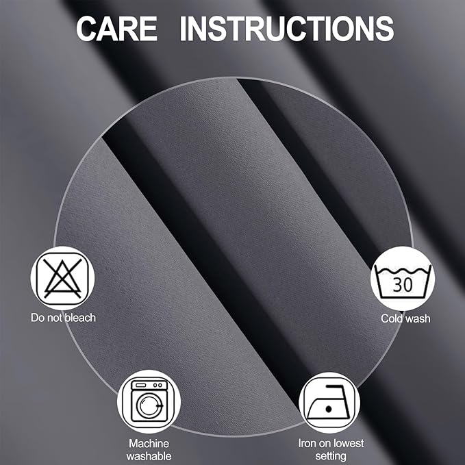 LEMOMO Blackout Curtains 52 x 120 Inch Long Grey Curtains Set of 2 Panels Room Darkening Curtains for Bedroom and Living Room