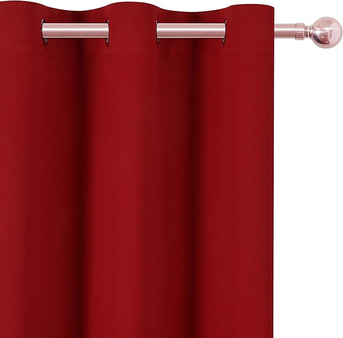 LEMOMO Blackout Curtains 42 x 84 Inch - Red Curtains Set of 2 Panels - Room Darkening, Thermal Insulated for Living Room