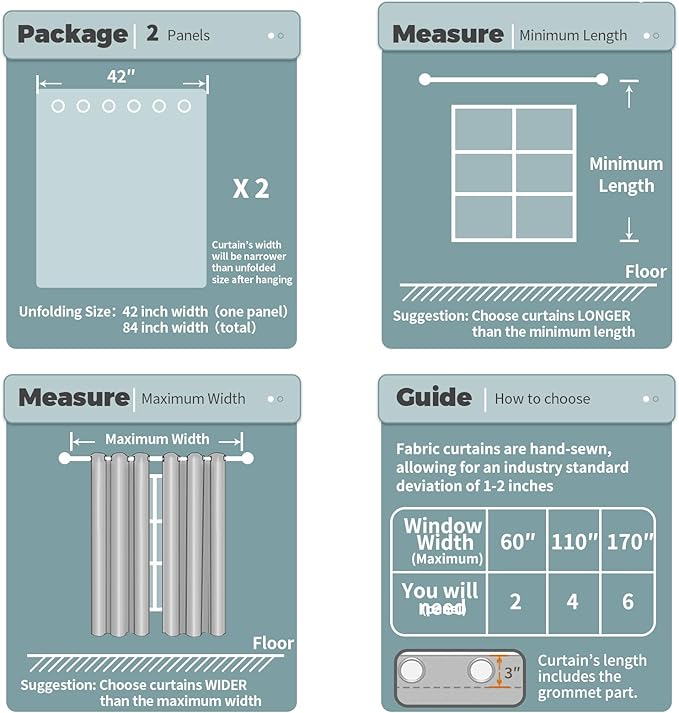 BGment Blackout Curtains for Bedroom - Grommet Thermal Insulated Room Darkening Curtains for Living Room, Set of 2 Panels (42 x 63 Inch, Grey)