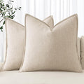 MIULEE Decorative Linen Pillow Covers 20x20 Inch Natural Beige Boho Farmhouse Neutral Couch Throw Pillows for Bed Pack of 2 Accent Modern Pillowcase Sofa Livingroom Home Decor