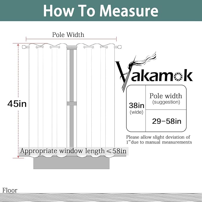 Yakamok Blackout Curtains for Bedroom，Thermal Insulated Room Darkening Drapes for Living Room, Set of 2 Panels (Aqua,38 x 45Inch)