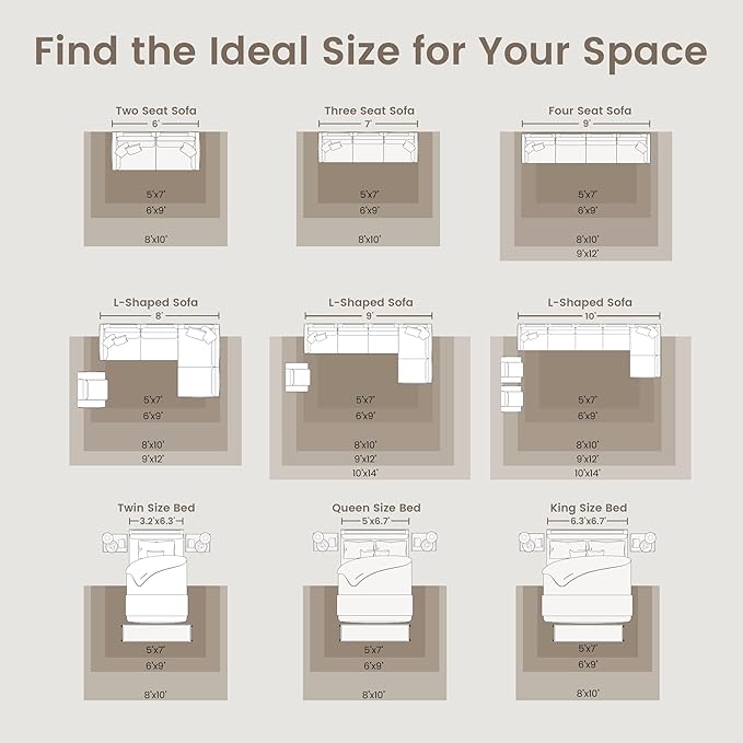 zesthome 8x10 Area Rugs for Living Room,Non-Slip Backing Washable Rugs,Vintage Large Area Rug，Stain Resistant Home Decor Rug