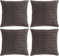 Fancy Homi 4 Packs Boho Dark Brown Decorative Throw Pillow Covers 18x18 Inch for Living Room Couch Bed Sofa, Rustic Modern Farmhouse Home Decor, Soft Plush Corduroy Cute Square Cushion Case 45x45 cm