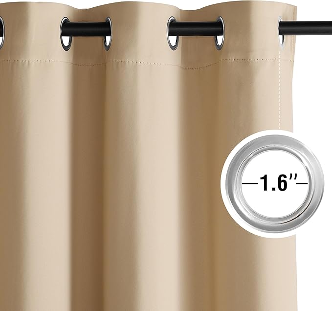 NICETOWN Blackout Curtains Grommet 2 Panels 72 Inches Long, Biscotti Beige
