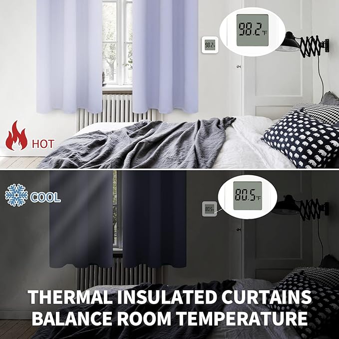 BGment Room Darkening Curtains 45 Inches Long - Grommet Thermal Insulated Drapes Window Treatment Curtains for Bedroom, 2 Panels, 38 x 45 Inch, Lavander