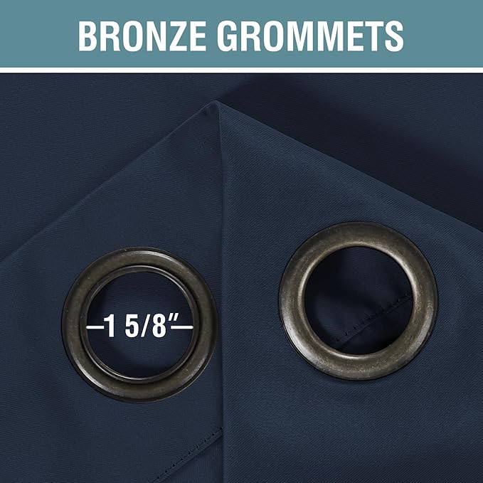 H.VERSAILTEX Blackout Curtain for Living Room Extra Long, Thermal Insulated Bedroom Curtains Grommet Top, Noise Reducing Patio Door Curtain - Navy Blue, One Panel, 52'W x 102'L