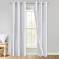 NICETOWN 100% Absolutely Blackout Linen Curtains with Thermal Insulated White Liner, White, 34 inches Wide, 80 inches Length Energy Saving Curtains for Living Room 2 Panels Set, Vertical Blinds