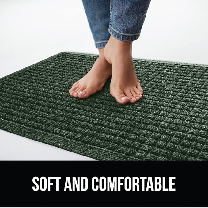 GORILLA GRIP® Ultra Absorbent Front Door Mat Outside Entrance, 35x23, Traps Dirt and Moisture, HydroABSORB Indoor Outdoor Doormat Holds Up to 5.7 Cups Water, Stain and Fade Resistant Welcome Mat Green