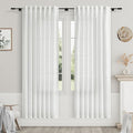 White Semi Sheer Linen Curtains 72 inch Length for Living Room Back Tab Rod Pocket Modern Farmhouse Coastal Decor Off White Cotton Textured Gauze Curtains 72 inches Long for Dining Room Office