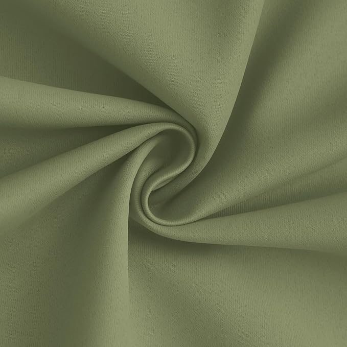 Yakamok 100% Blackout Curtain Panels 72 inches Cold and Light Blocking Drapes for Nursery, 2 Thick Layers Thermal Insulated Draperies (2 Pieces, 50 Wide Each Panel, Sage Front with White Backing)