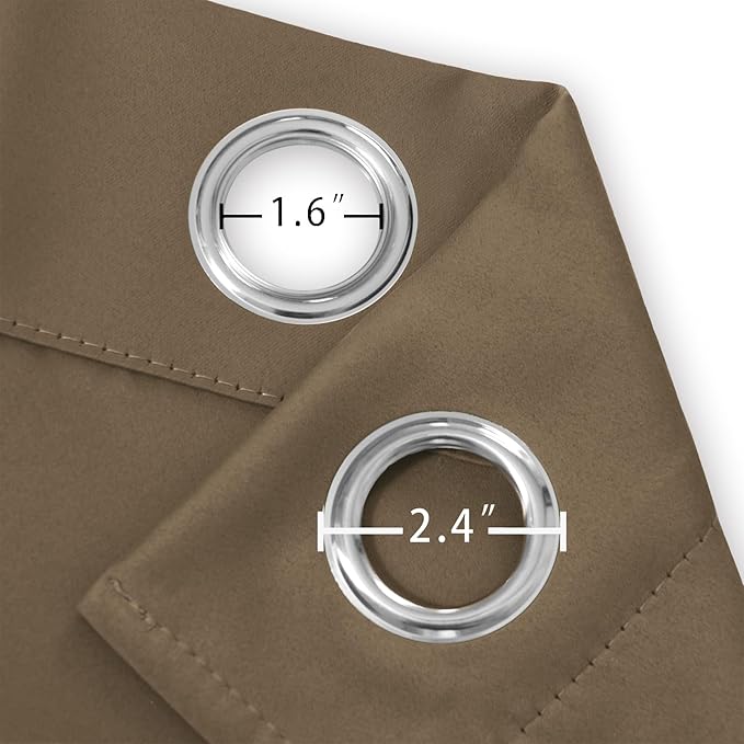 LEMOMO Blackout Curtains 52 x 90 inches Long Brown Curtains Set of 2 Panels Thermal Insulated Room Darkening Curtains for Bedroom