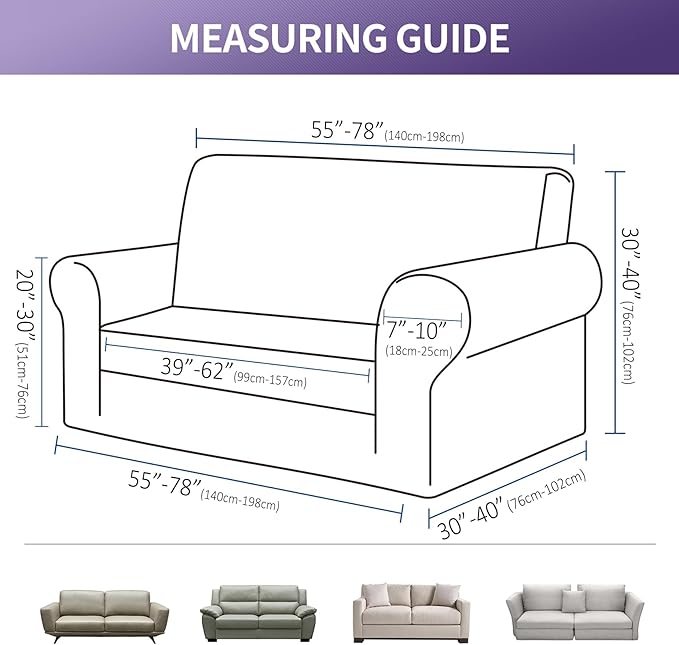 Joccun Stretch Sofa Cover for 2 Cushion Couch, Water Repellent Slipcover Protector, Washable Polyester Spandex Furniture Cover for Living Room, Pets (Champagne)