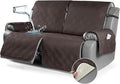TAOCOCO 100% Waterproof Oversized Loveseat Recliner Cover, Non Slip Split Couch Covers for Reclining Loveseat with Elastic Straps for Kids Pets(Oversized 2 Seater, Chocolate)