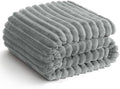 HIMEET Grey Ribbed Twin Blanket for Bed - 300GSM Lightweight Soft Fleece Blanket for Men Women, Cozy Blankets Graduation Birthday Gifts, Striped Spring Home School Dorm Decor, Grey, 60x80 Inches