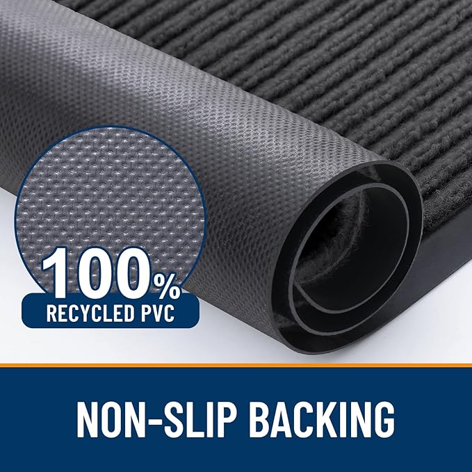 OLANLY Front Door Mat Indoor Outdoor Entrance, Waterproof Heavy Duty Doormat, Fade Resistant, Low Profile, Easy Clean Patio Porch Welcome Floor Mats for Entry, 59x40, Charcoal Grey