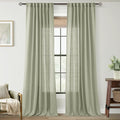 Linen Blend Sage Green Curtains 108 inch Length 2 Panels for Bedroom Back Tab Light Filtering Semi Sheer Drapes Linen Cotton Textured Light Green Airy Modern Farmhouse Living Room Sage Aesthetic Decor