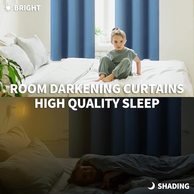 BGment Blackout Curtains for Bedroom - Grommet Thermal Insulated Room Darkening Curtains for Living Room, Set of 2 Panels (52 x 84 Inch, Faded Denim)