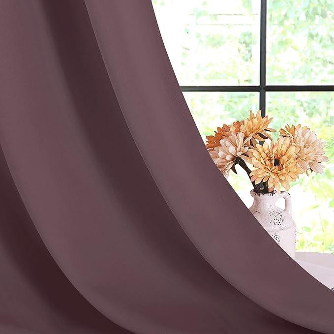 NICETOWN Modern Blackout Curtains Noise Reducing, Thermal Insulated and Privacy Room Darkening Drape Panels for Boy's Guest Room Door Window (Dry Rose, 2 Panels, W42 x L72 -Inch)
