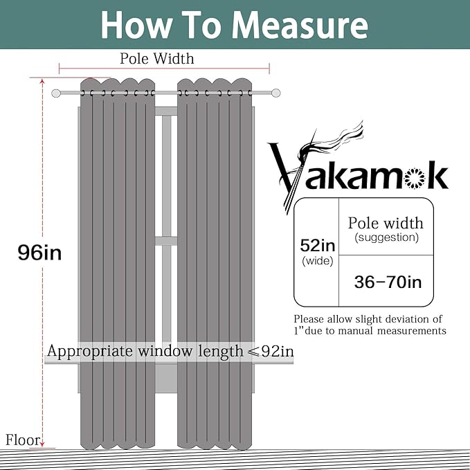 Yakamok 100% Blackout Curtains with Black Lined Thermal Insulated Room Darkening Curtains for Living Room(52Wx96L, Navy Blue, 2 Panels)