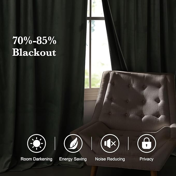RYB HOME Mint Green Velvet Curtains 96 inches Long, Room Darkening, Floor-Length, Coastal Style Velvet Drapes with Hook Belt for Nursery Living Room Office, 52" W x L96 L, Auqa