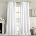 MIULEE White Linen Curtains 86 Inch Long 2 Panels for Bedroom Living Room, Soft Thick Linen Textured Back Tab Window Drapes Semi Sheer Light Filtering Rod Pocket Modern Farmhouse Decor