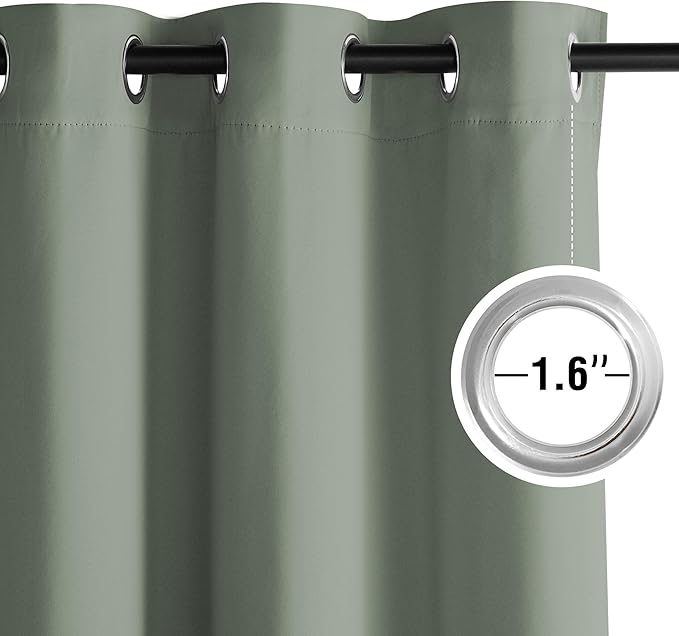 NICETOWN Room Darkening Draperies Curtains Panels, 2 Panels Sage Green W52 x L84