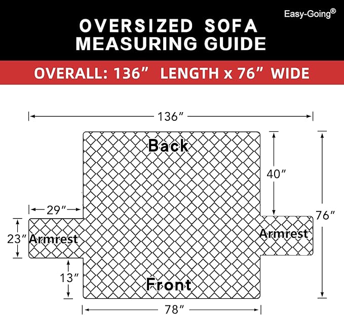 Easy-Going Reversible Oversized Couch Cover for 3 Cushion Couch Sofa Cover for Dogs Water Resistant Furniture Protector Cover with Foam Sticks for Pet (Oversized Sofa, Light Gray/Light Gray)