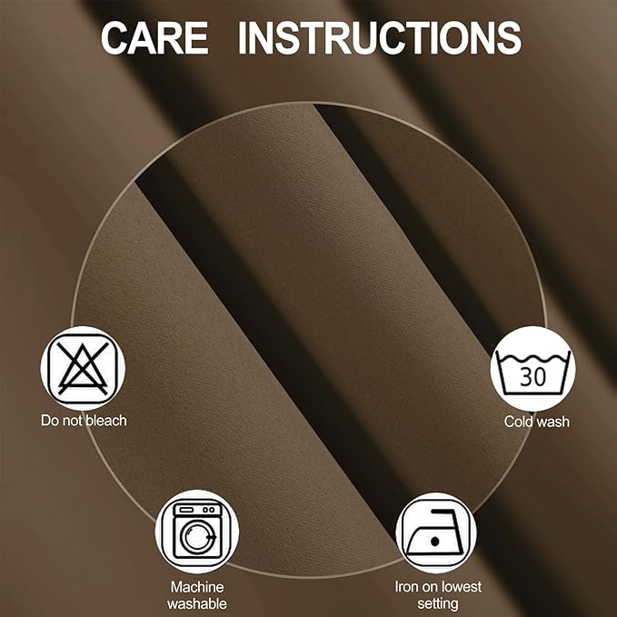 LEMOMO Blackout Curtains 66 x 95 inch/Brown Curtains Set of 2 Panels/Thermal Insulated Room Darkening Bedroom Curtains