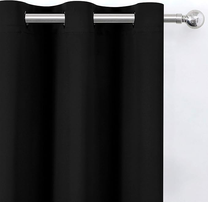 LEMOMO Blackout Curtains 42 x 63 inch/Black Curtains Set of 2 Panels/Thermal Insulated Room Darkening Bedroom Curtains